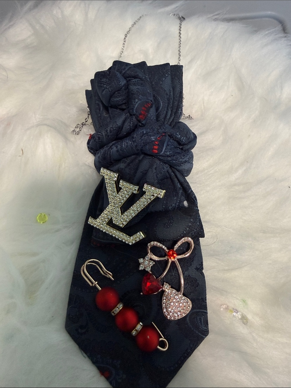 Luxury-Inspired Black Evening Crossbody Bag with Crystal LV Accent